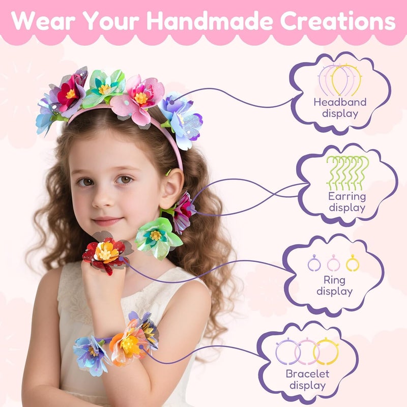 IBLOTIME Fabric Flower Bouquets Toys DIY Flower Press Kit Arts and Crafts for Kids Ages 4-8 6-8 8-12 Girls, Creative Flower Bouquet Making Set Craft Supplies Gifts for 7 Year Old Girl Birthday Christmas - Image 4